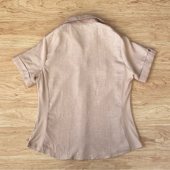 3rd + Malt Apparel Short Sleeved Button Down in Sandy Tan Woman’s Large NWOT - Picture 6 of 6